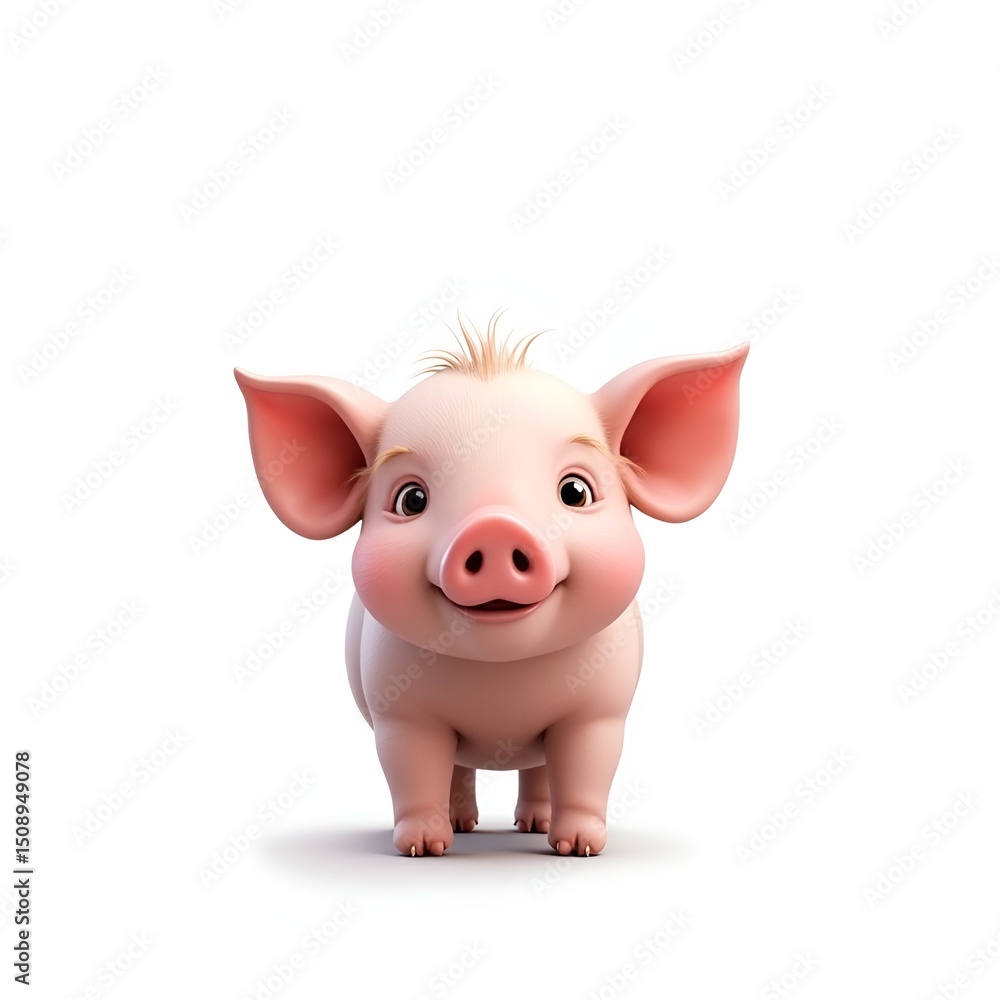 Cute pig isolated transparent background pink skin smooth texture lively charming animal farm Cute pig isolated transparent background pink skin smooth texture lively charming animal farm