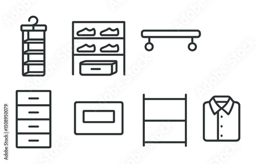 Home organization icons for closet and storage solutions