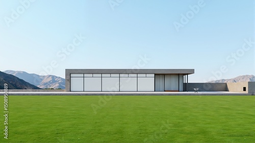 Wallpaper Mural Modern Single-Story House with Glass Walls and Green Lawn
 Torontodigital.ca