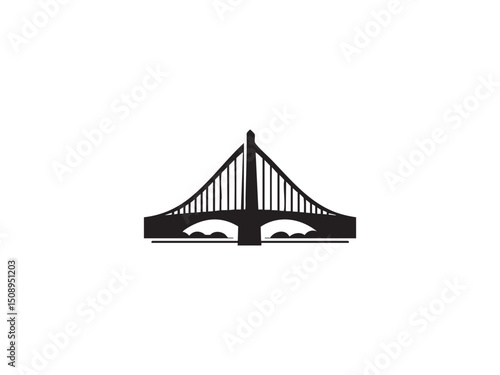 Bridge Black Silhouette - Elegant Vector for City, Nature, and Journey Themes.