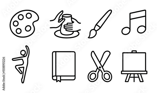 Creative arts and crafts icon set for design elements and projects