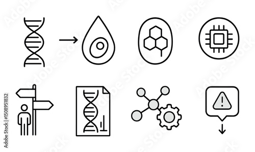Biotechnology and innovation icons for science and technology projects
