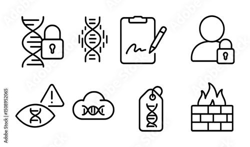 Genetic security and privacy icons for technology and data protection design