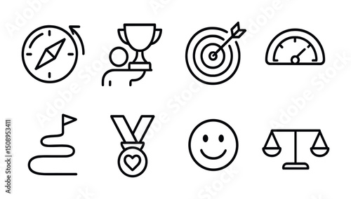 Achievement and success icons for business and motivation themes
