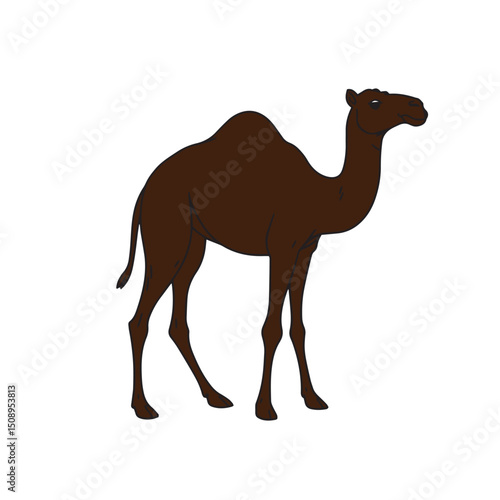 Arabian camel drawing illustration vector logo silhouette design.