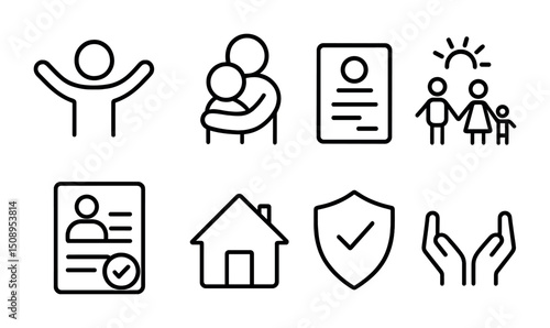 Family and security icons for community and protection design projects