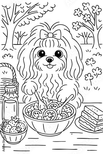 Dog's Picnic Preparation Doodle Art