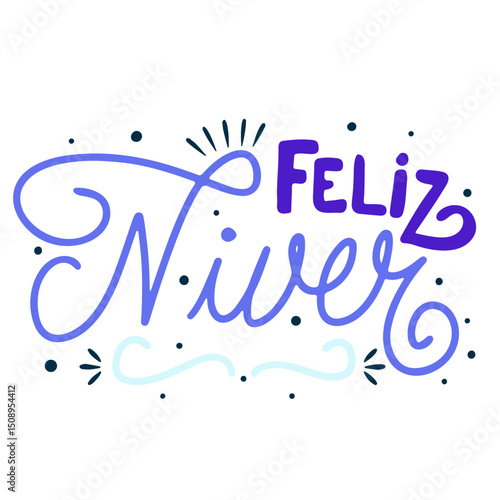 happy birthday hand drawn lettering in portuguese