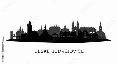 Ceske Budejovice city skyline silhouette with Czechia.