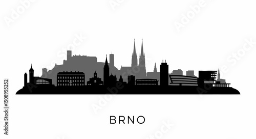 Brno Skyline Czech City Silhouette.