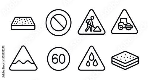 Traffic and road construction icon set for safety design