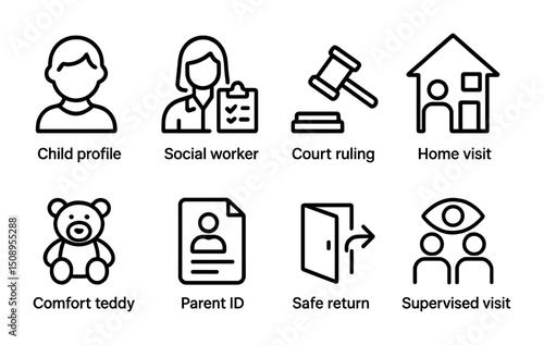 Child welfare and supervision symbols for social work and family services