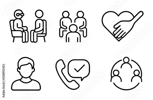 Mental health support and communication icons for design projects