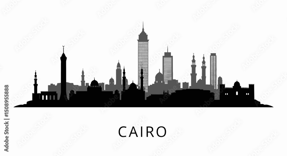 Cairo skyline Egypt cityscape silhouette. Cairo skyline Egypt cityscape silhouette.