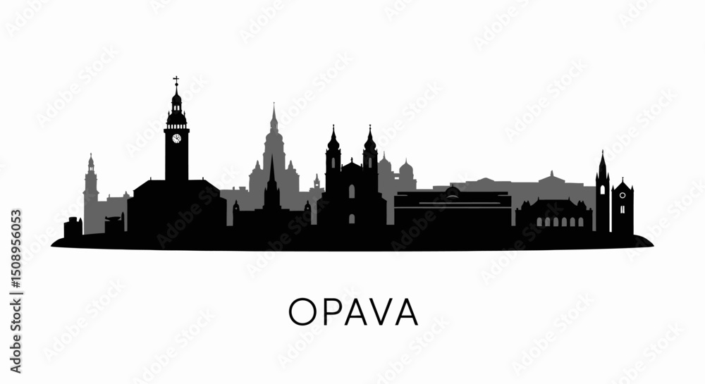 Obraz premium Opava Silhouette with Czech Republic, Cityscape, and Skyline.
