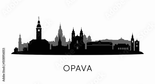 Opava Silhouette with Czech Republic, Cityscape, and Skyline.