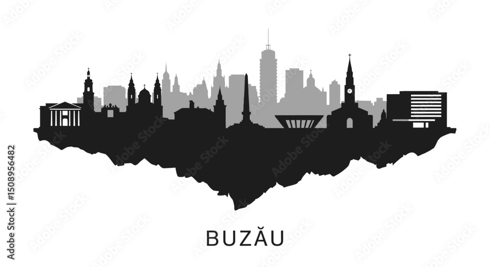Fototapeta premium Buzau Romania Skyline Cityscape Vector.