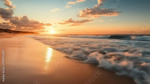 Wallpaper Mural Sunset ocean beach waves landscape. Torontodigital.ca