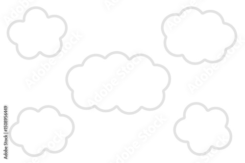モクモクした雲形の吹き出しセットイラスト