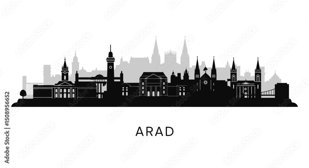 Arad Romania Skyline Silhouette with Vector. Arad Romania Skyline Silhouette with Vector.
