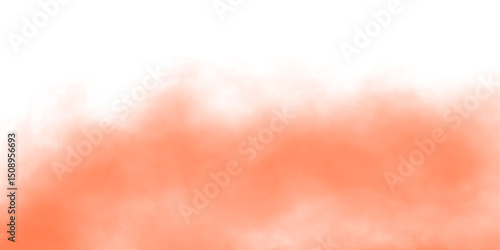 Abstract orange smoke effect isolated on transparent white background. Rising smoke texture, Fog steam or vapor overlay. Fire smoke orange color. Spooky holiday design element decoration, png