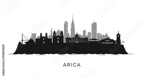 Arica skyline with Chile City silhouette.