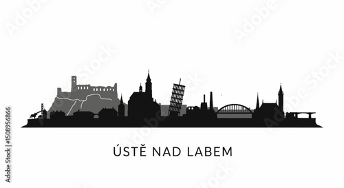 Usti nad Labem Silhouette with Cityscape, and Czechia.