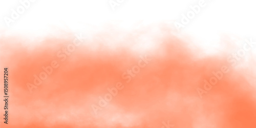 Abstract orange smoke effect isolated on transparent white background. Rising smoke texture, Fog steam or vapor overlay. Fire smoke orange color. Spooky holiday design element decoration, png