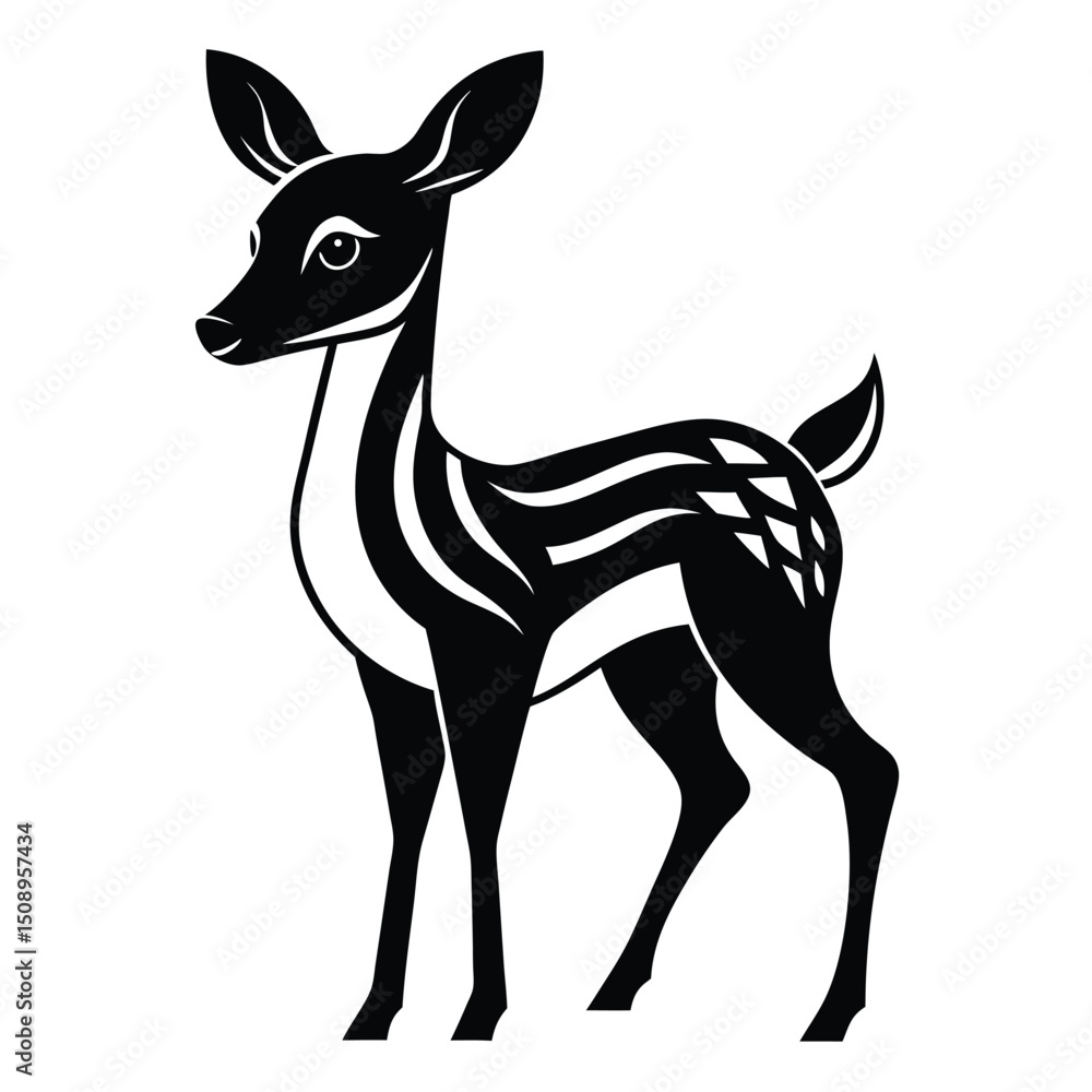 Fototapeta premium Stylized black and white deer illustration
