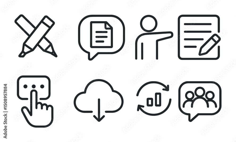 Minimalist icon set for communication and cloud technology design Minimalist icon set for communication and cloud technology design