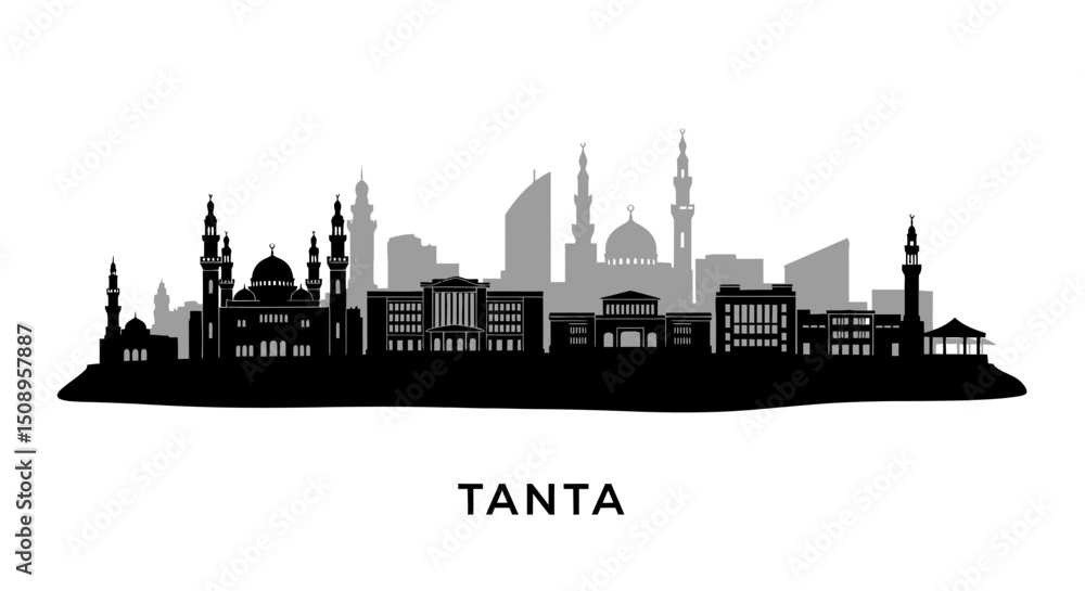 Fototapeta premium Tanta with Egypt skyline silhouette Cityscape vector.