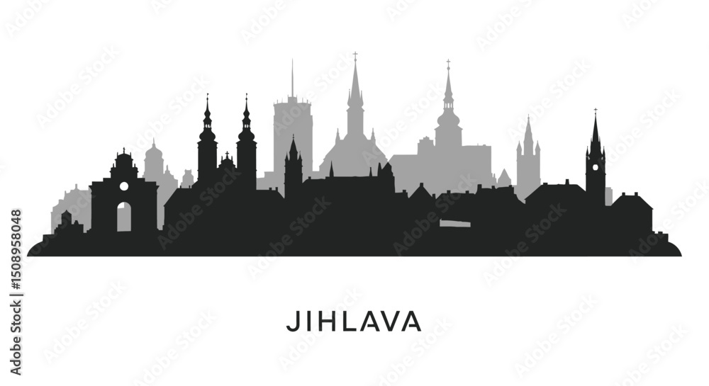 Fototapeta premium Jihlava City Skyline Czech Republic Vector.