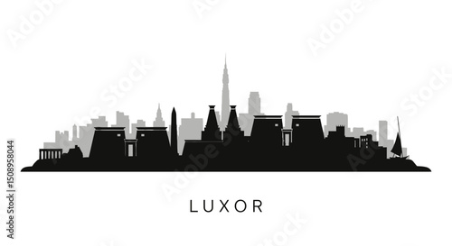 Luxor Skyline Egypt City Silhouette Landmark.