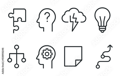 Problem solving and innovation icons for creative design concepts