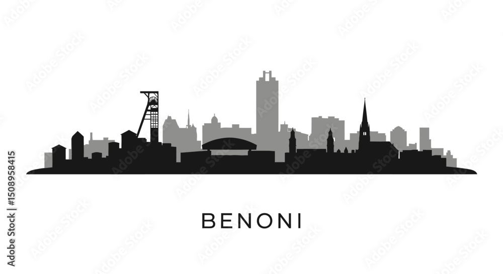 Benoni South Africa Skyline Silhouette Vector. Benoni South Africa Skyline Silhouette Vector.