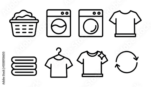 Laundry symbols and icons for clothing care and washing instructions