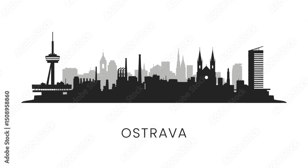 Ostrava Skyline Czech Republic Landmark Vector. Ostrava Skyline Czech Republic Landmark Vector.