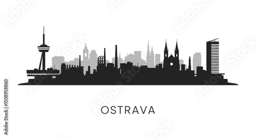 Ostrava Skyline Czech Republic Landmark Vector.