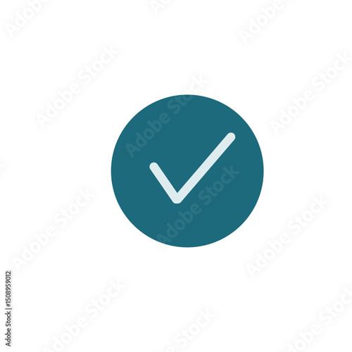 A light gray checkmark inside a solid teal circle, signifying confirmation or correctness.
