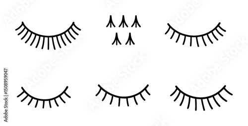 Minimalist eyelashes and wrinkles vector for beauty or skincare design