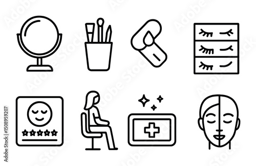 Beauty and self-care icon set for makeup and wellness design