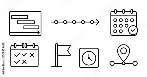 Project planning and timeline icons for business design and scheduling
