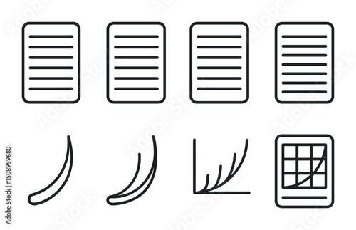 Document icon set and graphical elements for data visualization design
