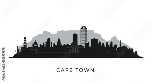 Cape Town Skyline with Silhouette, and South Africa.