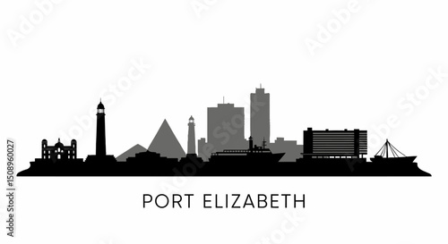 Port Elizabeth Skyline with South Africa, and Silhouette.