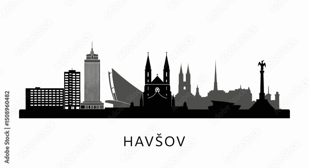 Fototapeta premium Havirov with Czechia Skyline Silhouette.