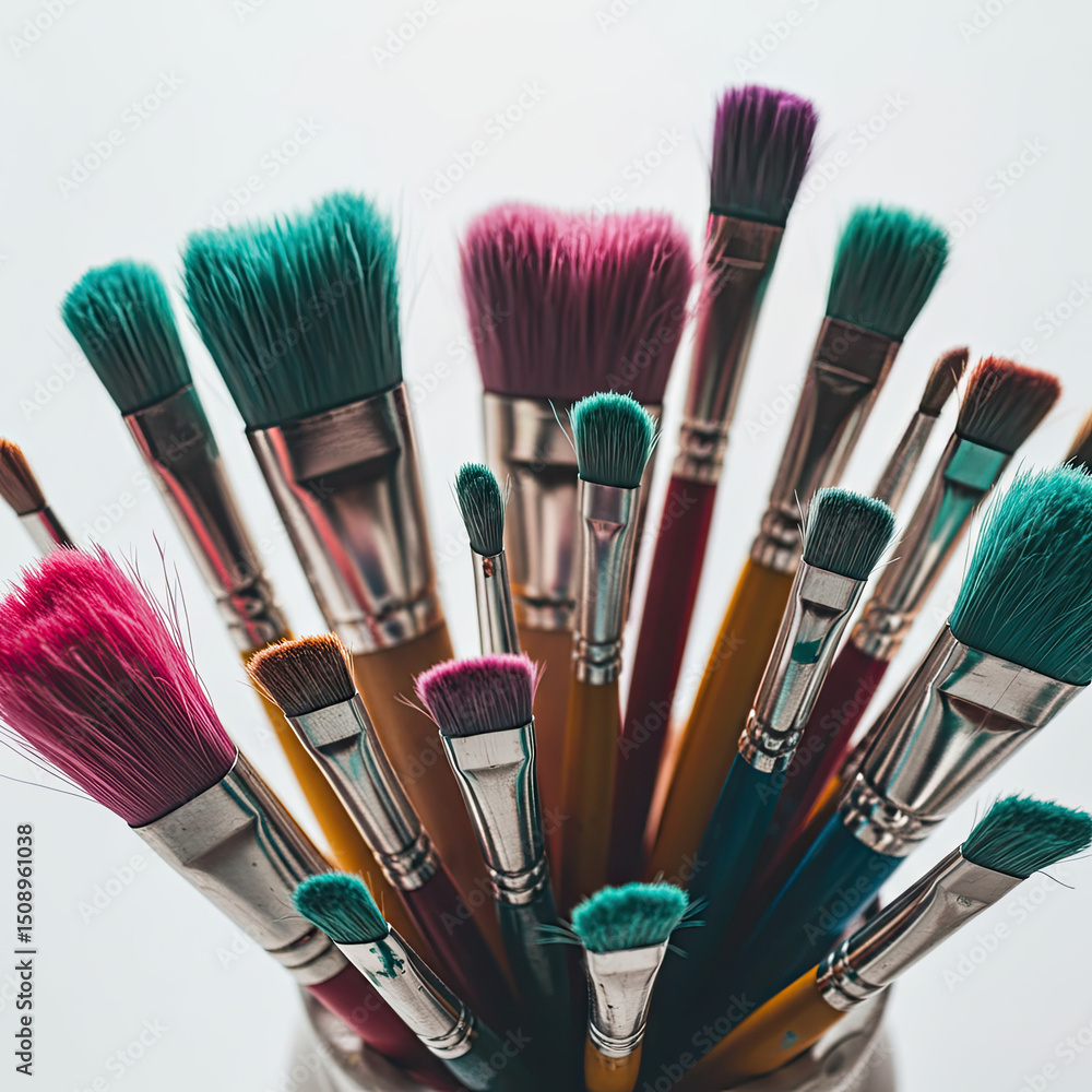 Fototapeta premium set of paint brushes on white back ground