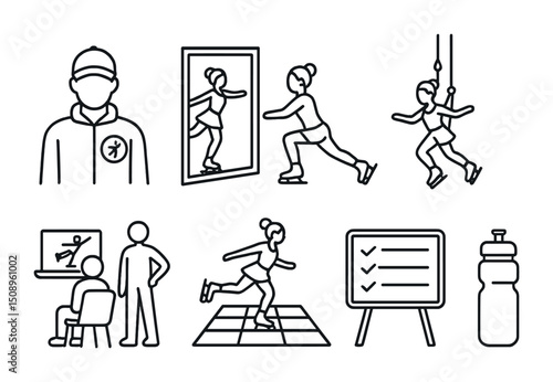 Fitness training and coaching scenes for physical activity and exercise guide