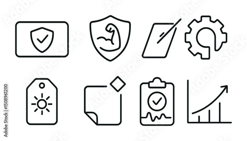 Collection of linear icons for business and technology design projects
