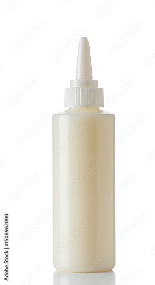 Cream-colored plastic bottle with white dropper cap Cream-colored plastic bottle with white dropper cap